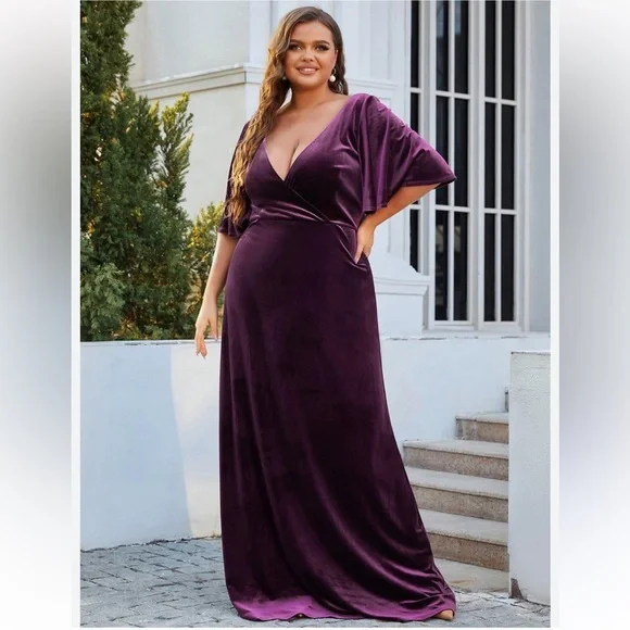 Faeriesty Purple Dress 24W velvet prom holiday formal party NWT - Picture 8 of 9